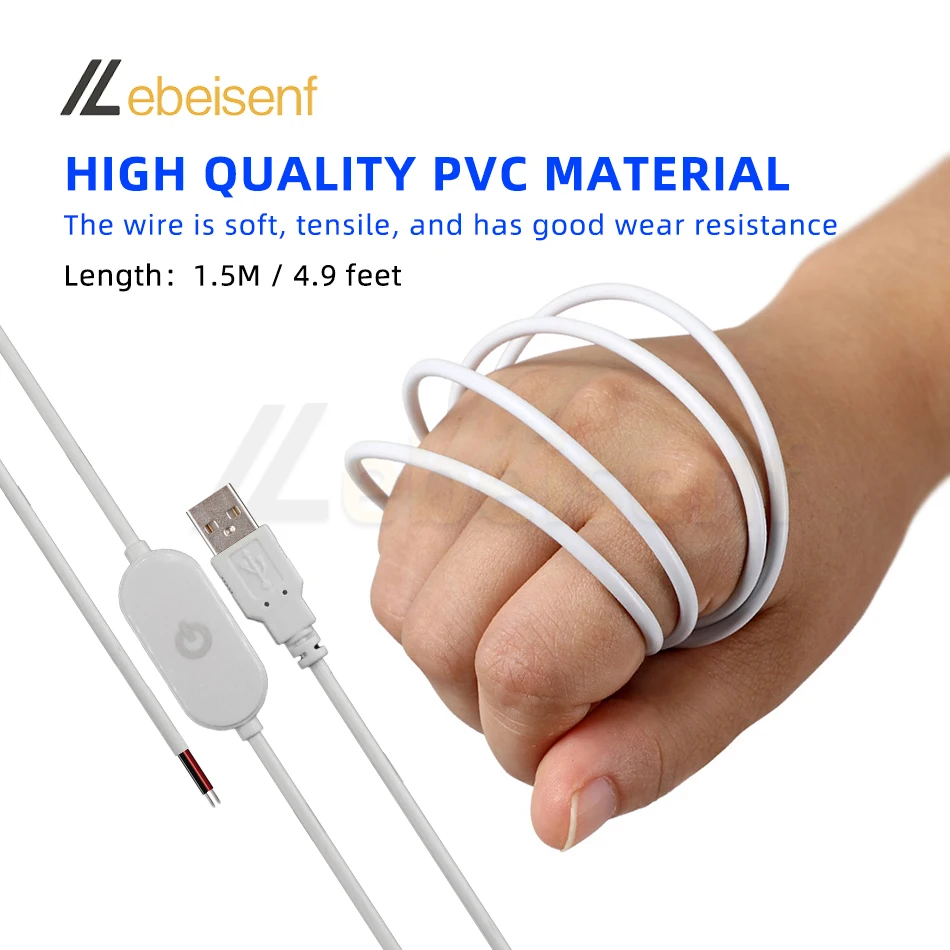 Cable de interruptor de atenuación táctil USB 2A 5V 1,5 M USB 2.0A a 2 cables de salida 5-100% controlador de atenuación para luces de tira LED de un solo canal - imagen 5