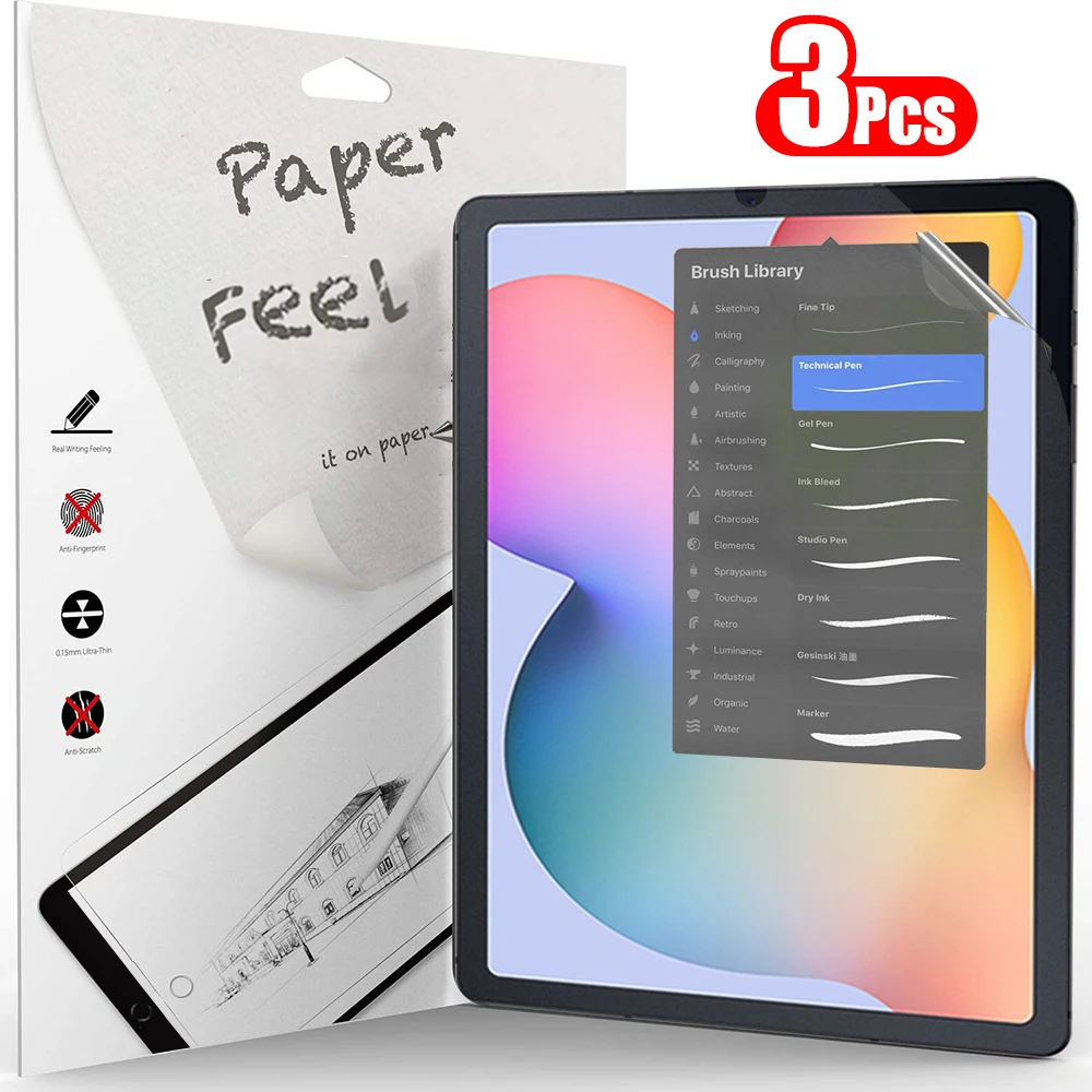Protector de pantalla de papel para Samsung Galaxy Tab S7 S8 S9 Plus Ultra A9, Samsung tab S6 Lite s7 s9 fe A8 A7, sin vidrio, 3 uds. - imagen 2