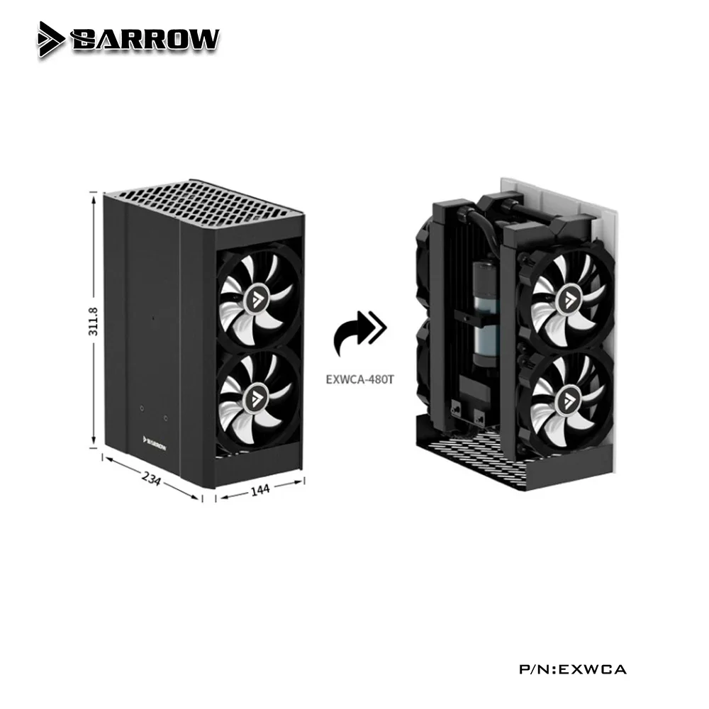 Barrow 480 muelle de refrigeración por agua AIO estación de acoplamiento externa de aleación de aluminio altamente integrada para ITX Case portátil refrigerado por exterior - imagen 5