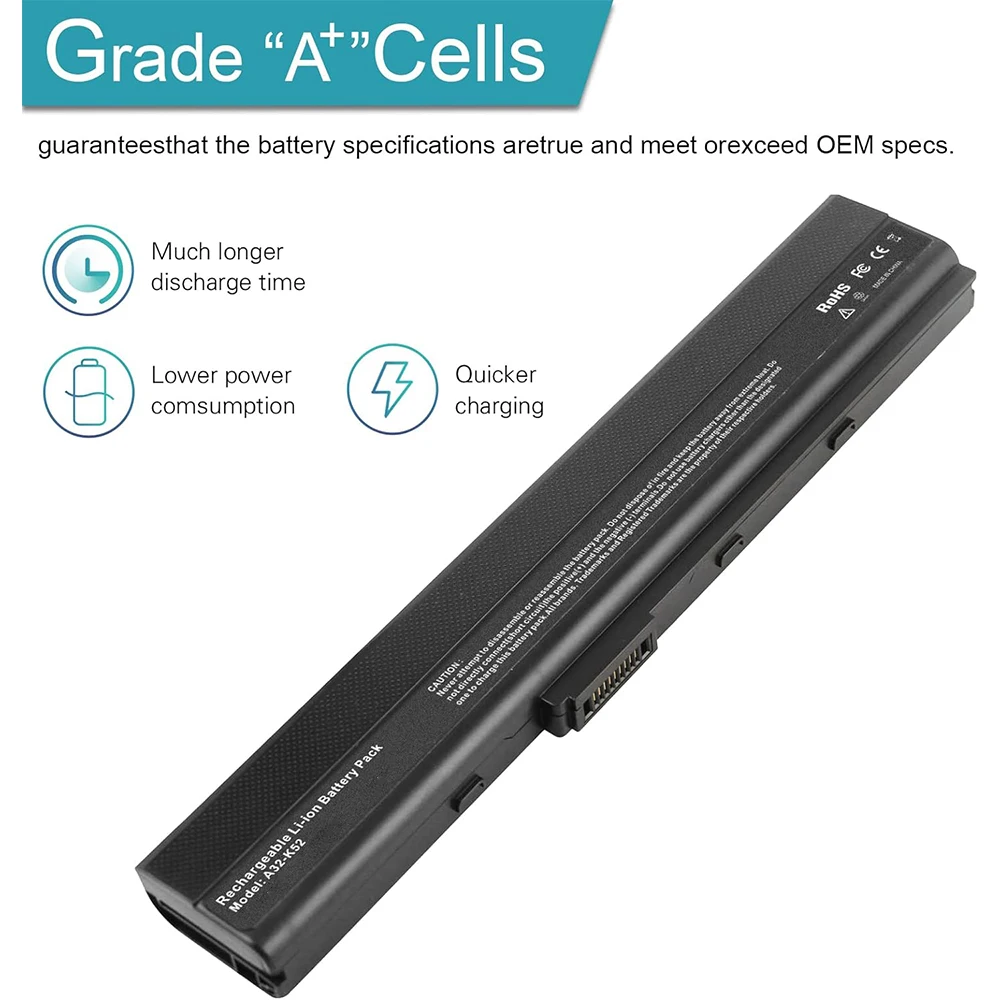 Batería A32-K52 para ordenador portátil, pieza de PC para ASUS A52F, A52J, K52F, X52N, X52J, X52F, K52D, K52J, K52J, X5IJ, K52, K52D, K52DE, K52DE-EX064V, K52F-B1 - imagen 3