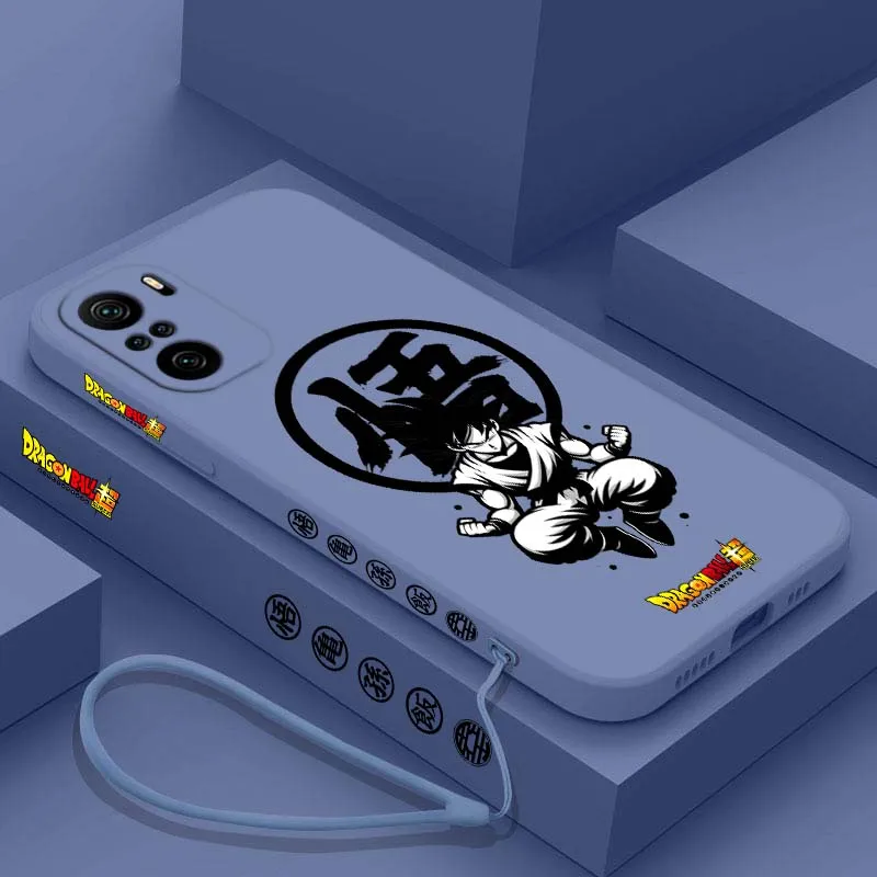 D-Dragon Ball Anime Son Goku arte para Xiaomi Redmi Note 14 13 12 11 10 9 8 Pro Plus 4G 5G cubierta de la caja del teléfono de cuerda izquierda líquida - imagen 5
