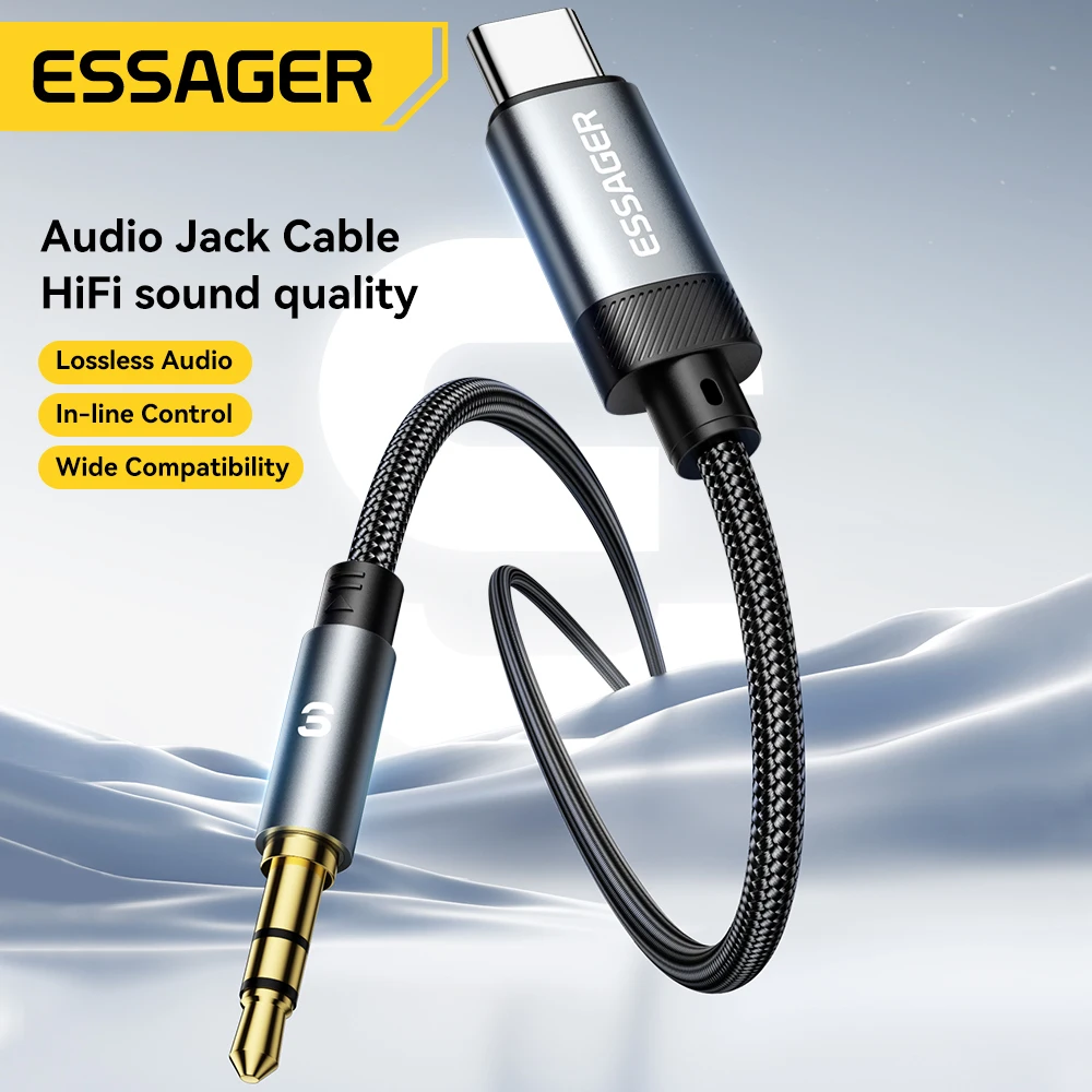 Essager USB C a 3,5mm Aux Jack adaptador altavoz y auriculares 3,5 Mm Aux Audio Splitter Jack 3 5 Cable para iphone Huawei Xiaomi - imagen 2
