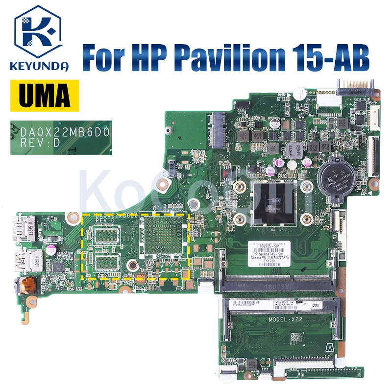 DA0X22MB6D0 para placa base de portátil HP Pavilion 15-AB 809337 -601 809398 809335 809335 -501 810972 -601 Placa base para portátil A4 A6 2G - imagen 4
