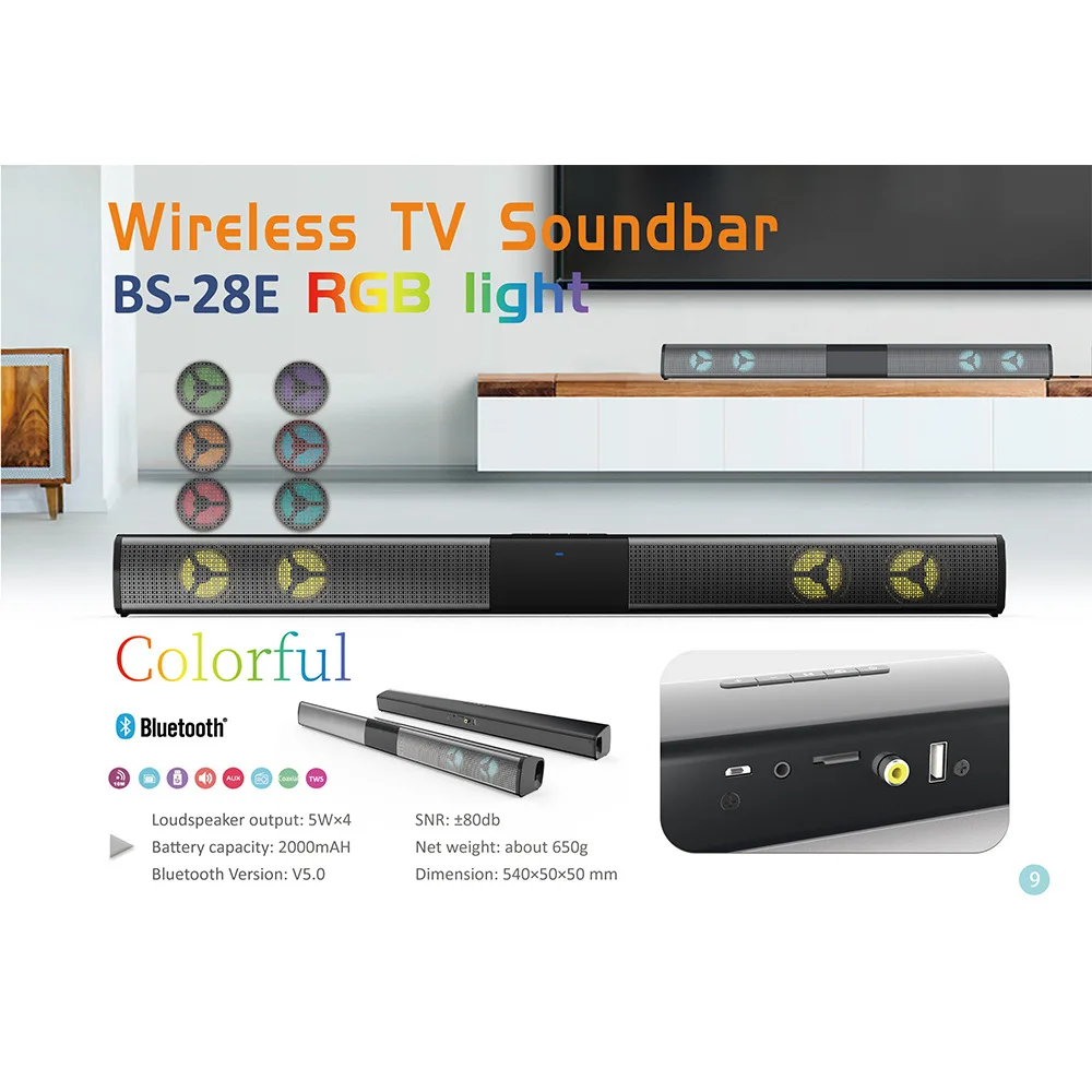 Barra de sonido para TV, Altavoz Bluetooth inalámbrico y con cable, cine en casa para PC, Radio FM, centro de música, columna, Subwoofer, Control remoto - imagen 2