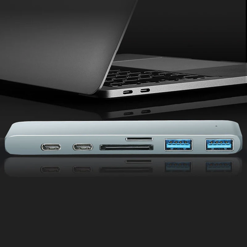 Adaptador de estación de acoplamiento USB C Hub 6 en 1 para Macbook Pro air 2016 2017 2018 2019 2020 2022 13 pulgadas 15 pulgadas - imagen 5
