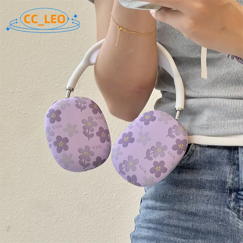 Funda de silicona suave para AirPods Max, carcasa protectora a prueba de golpes, con dibujos de flores, Panda - imagen 3