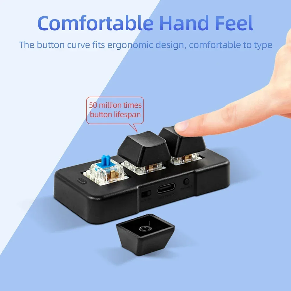 Teclado mecánico MK321BT de 3 teclas, Mini teclado de tres modos, teclado inalámbrico Bluetooth 2,4G para PC, Gamer, accesorios para ordenador portátil - imagen 4