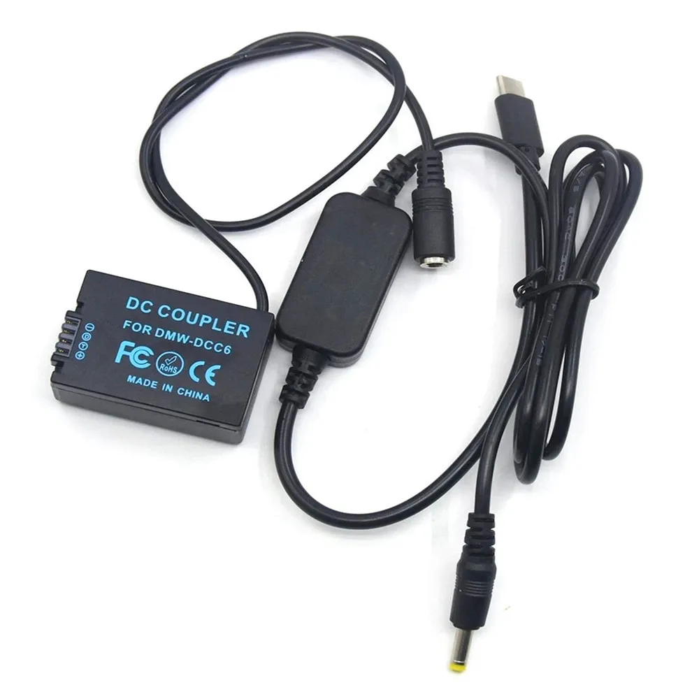 Cable de alimentación USB C + batería simulada DMW-DCC6 DMW-BMB9 para Panasonic DMC-FZ45K FZ47K FZ48K FZ150K FZ60 FZ67 FZ72 FZ70 FZ100 FZ150K - imagen 5