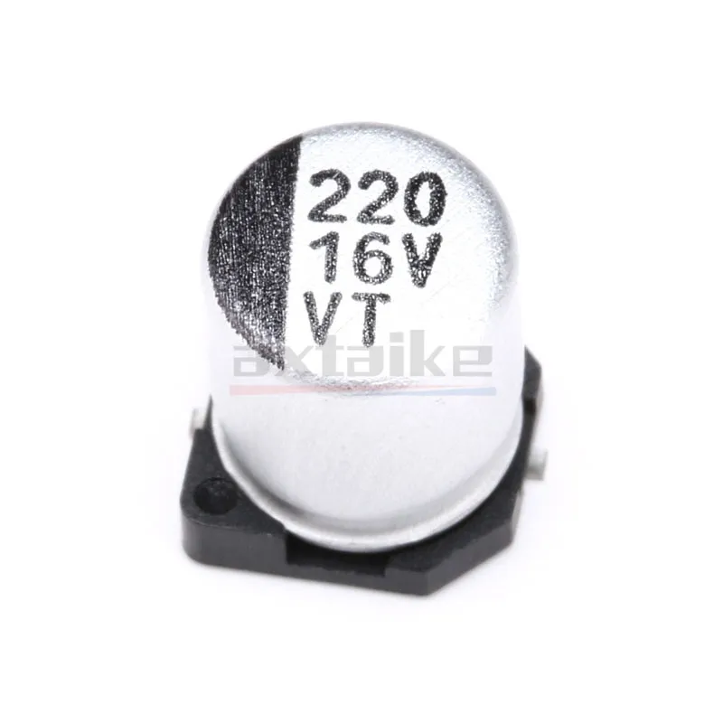 100 Uds 16V220uF 16V 220uF 220 6,3*7,7 MM SMD condensador electrolítico de aluminio SMT montaje en superficie - imagen 2