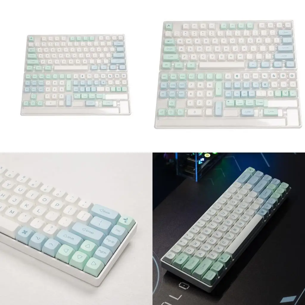 R53C 135 Keys KeyCap PBT XDA Crystal Mint Mint Dye-SUB Mecánico KeyCaps para 61 63 64 68 75 84 98 104 108 para