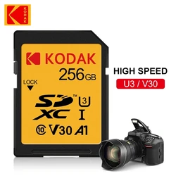 KODAK-tarjetas SD para cámara, tarjeta de memoria de alta velocidad de 100 MB/s, 256GB, 128GB, 64GB, SDXC C10, A1, U3, V30, UHS-I, 4K, HD, SLR, DV