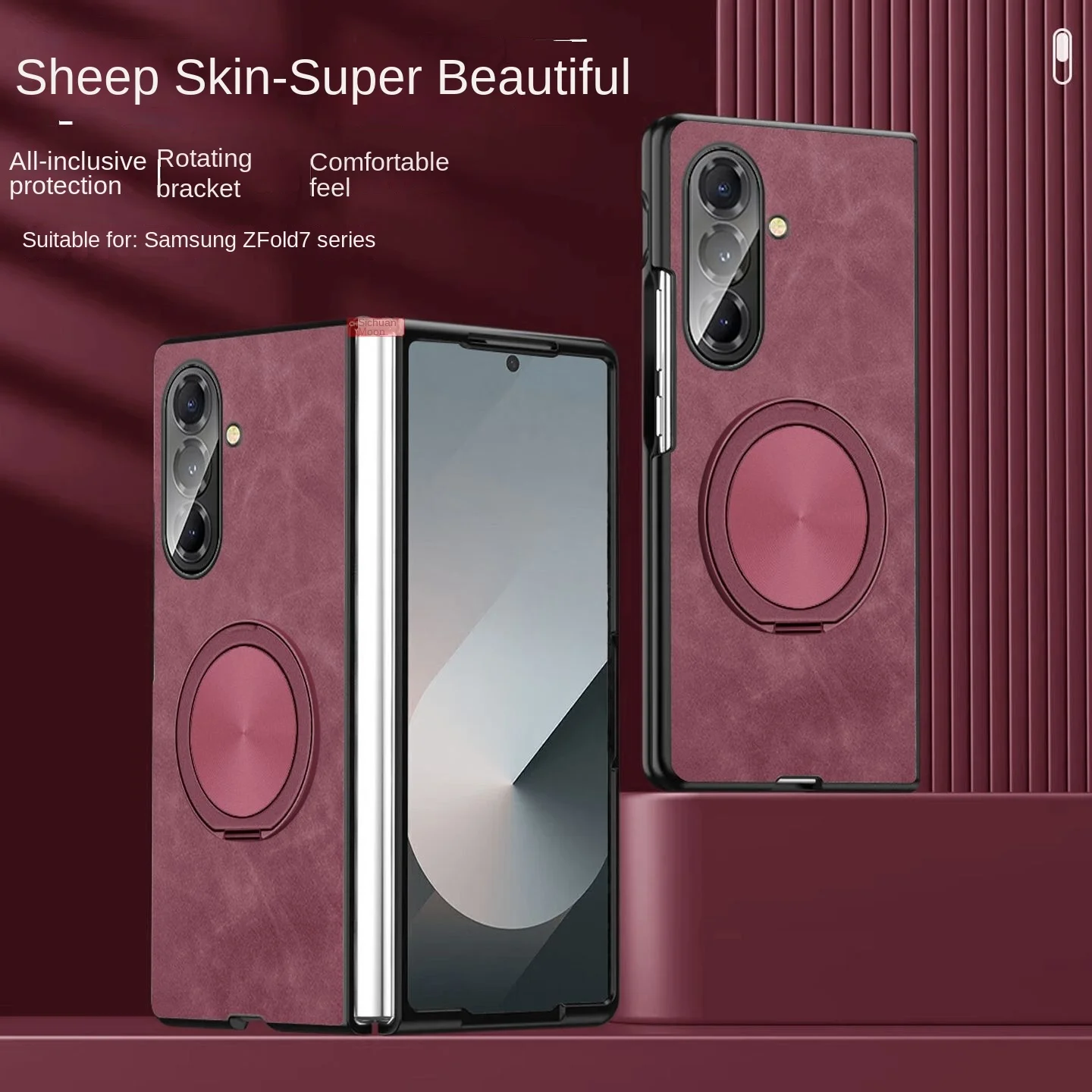 Funda mate con soporte de anillo de carga inalámbrica Magsafe de lujo para Samsung Z Fold 7 6 zfold 5 4 3 cubierta trasera de protección de lente completa - imagen 2