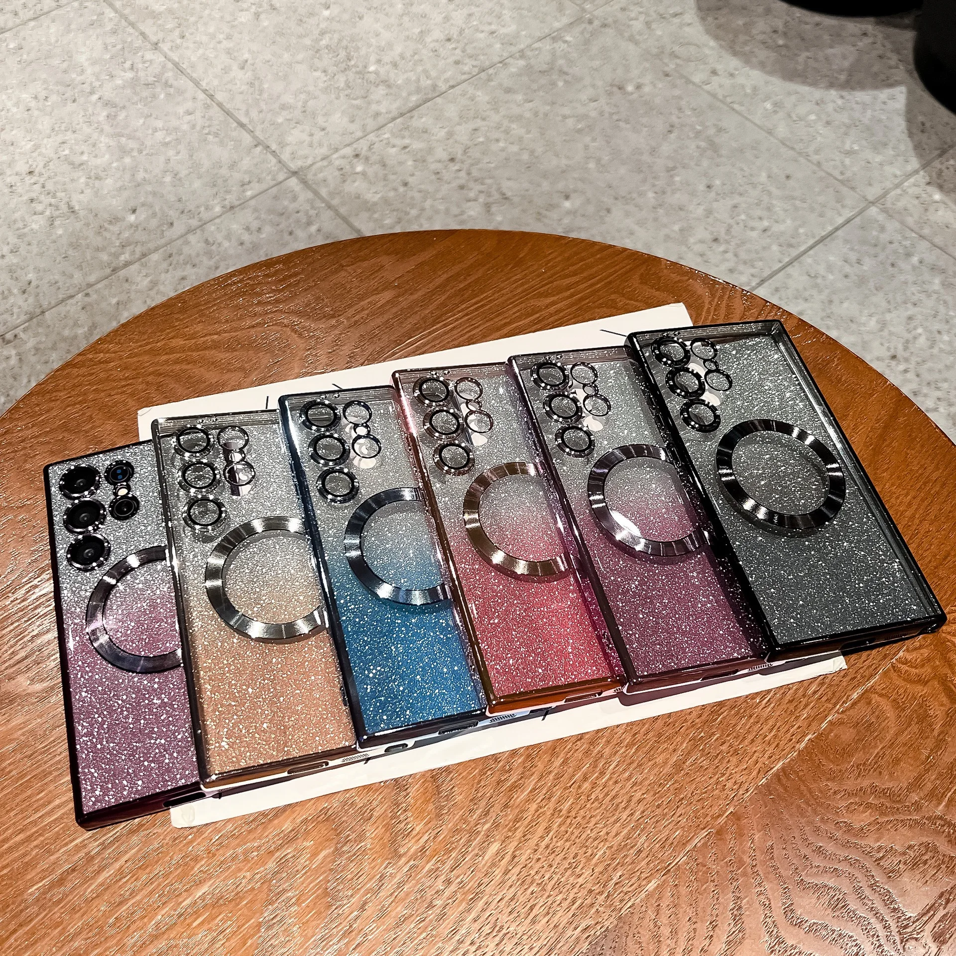 Para Samsung Galaxy S25 S24 Ultra S23 funda S22 S21 FE Plus bolsa chapada anillo de Gel de sílice funda trasera de teléfono púrpura feminidad verde - imagen 2