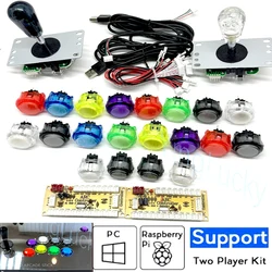 Kit de Arcade PARA 2 JUGADORES, copia de Joystick Sanwa, botón pulsador transparente, cero retraso, controlador de placa Usb, codificador, Pc, Raspberry Pi, Arcade Neo Geo
