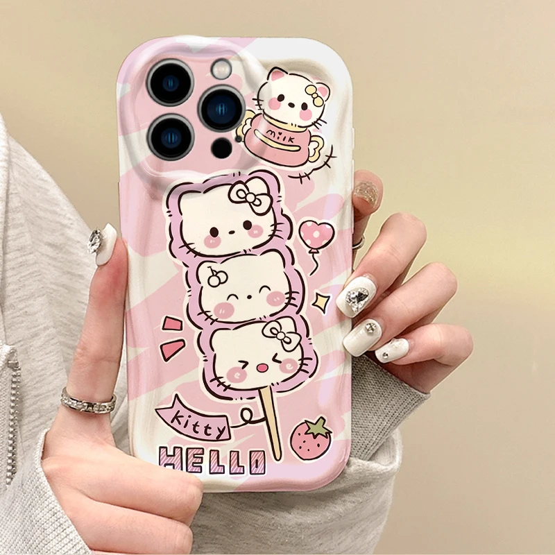 Sanrio-funda de silicona con dibujos de Hello Kitty para iPhone 16, 15, 14, pro Max, 13, 12, 11, 8, 7 Plus, X, XR, XS, Max - imagen 2