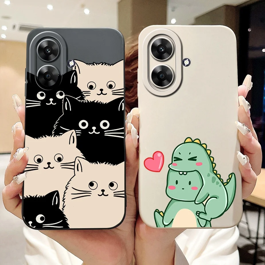 Para Realme Note 60 funda bonita de dibujos animados de dinosaurio funda de teléfono de protección completa para cámara para Realme Note 50 Note50 Note60 bolsas suaves - imagen 3