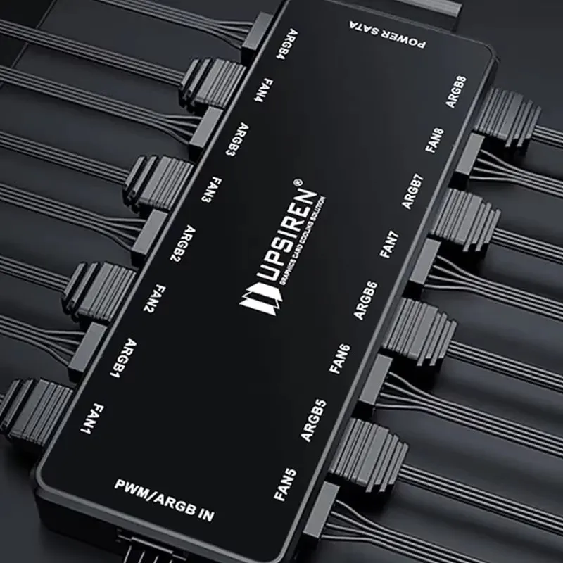 UPSIREN HU-8 Hub de ventilador de chasis, 8 juegos de interfaces ARGB y PWM, diseño magnético inferior, admite sincronización de la placa base - imagen 3