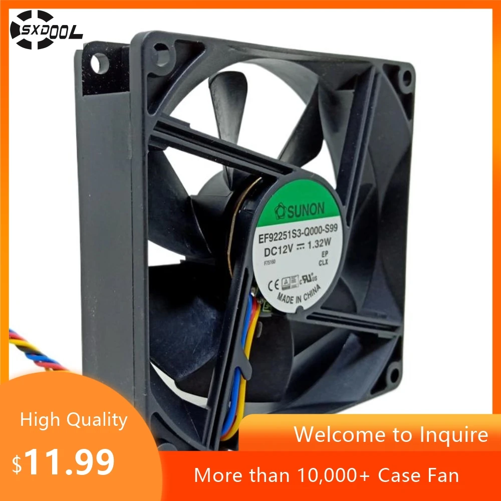 Ventilador PWM silencioso de 92 mm para SUNON EF92251S3-Q000-S99 Ventilador de refrigeración de CPU de PC de 12 V 1,32 W, 4 pines, 39 CFM - imagen 2