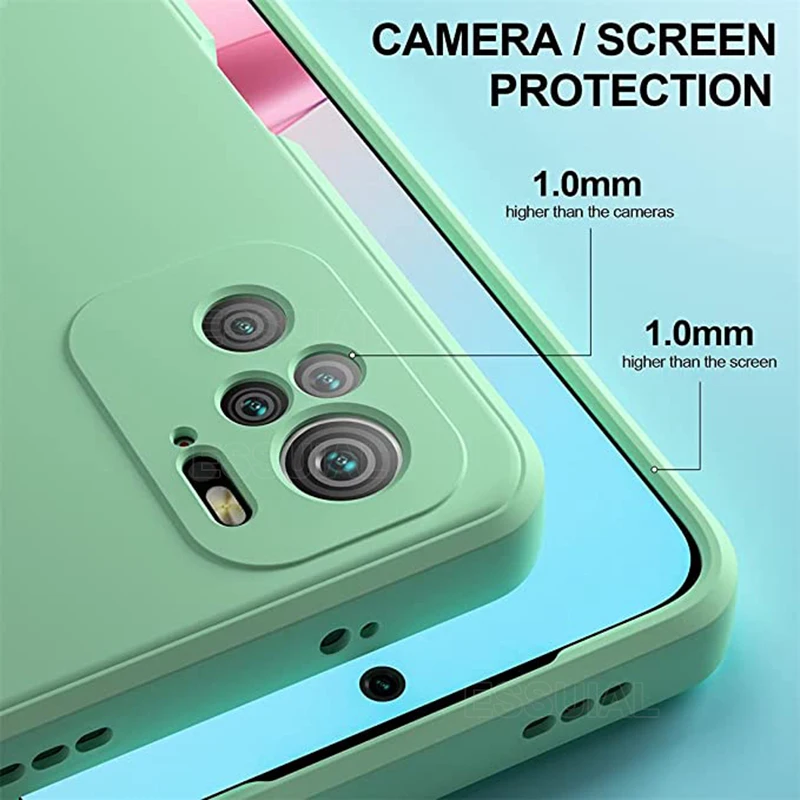 Funda de teléfono cuadrada para Xiaomi Redmi Note 10 Pro Max 10 S 10T, Funda Original Note10 S T 4G 5G, Funda trasera suave de silicona líquida - imagen 4