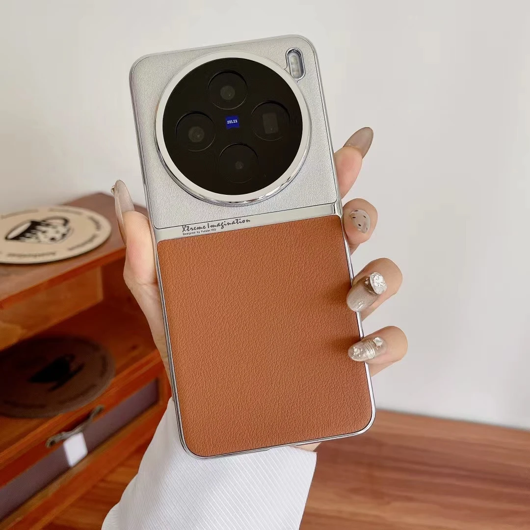 Para VIVO X200 Pro funda de lujo de cuero PU lente protectora trasera funda para VIVO X100 X200Pro X100 Ultra X100S carcasa de teléfono - imagen 5