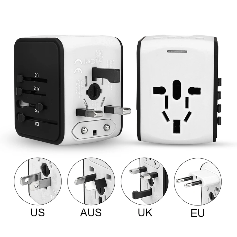 Adaptador de viaje Universal todo en uno, cargador de viaje con puertos USB, 5V, teléfono inteligente, carga rápida, enchufe de conversión mundial - imagen 5