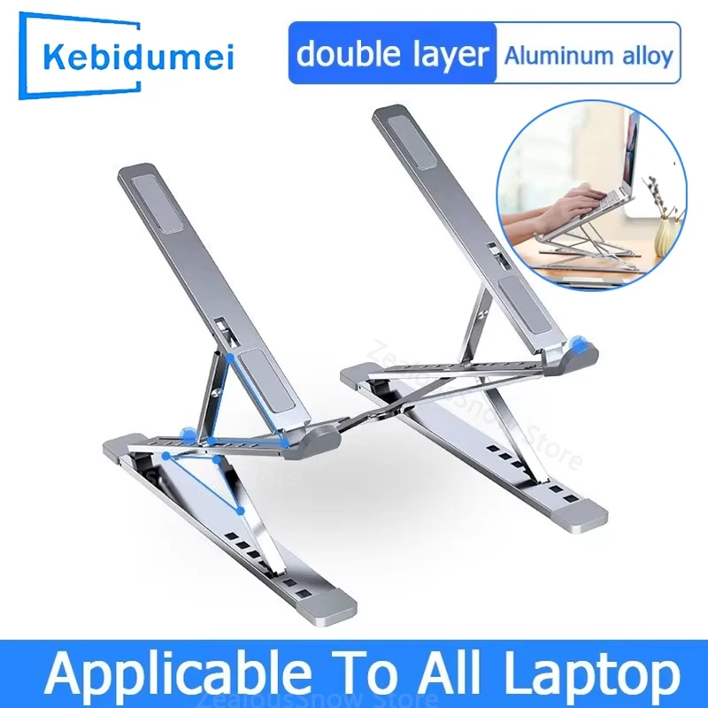 Soporte ajustable de aluminio para ordenador portátil, niveles para Macbook, doble plegado, soporte para tableta y PC, soporte para almohadilla para portátil, disipación de calor - imagen 2