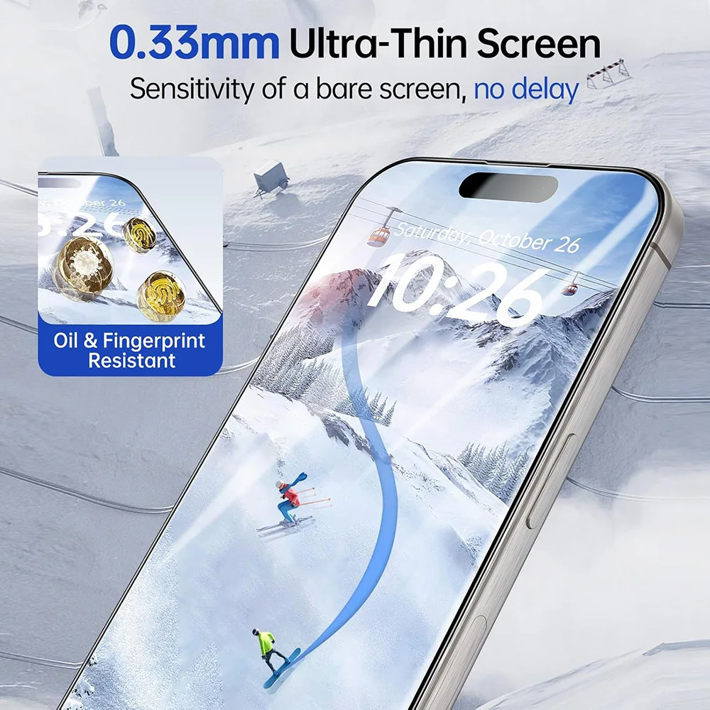 Protector de pantalla de vidrio HD para iPhone 17, 16, 15, 14, 13, 12, 11 Pro Max Plus, protección de pantalla completa de vidrio templado para iPhone, 2 uds. - imagen 4