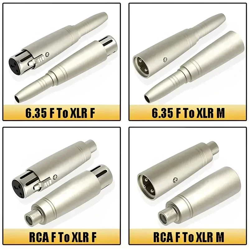 Adaptador de conector de audio 6,35 mm TS/TRS 1/4 macho (hembra) enchufe RCA macho (hembra) a XLR macho (hembra) adaptador de audio de enchufe - imagen 5
