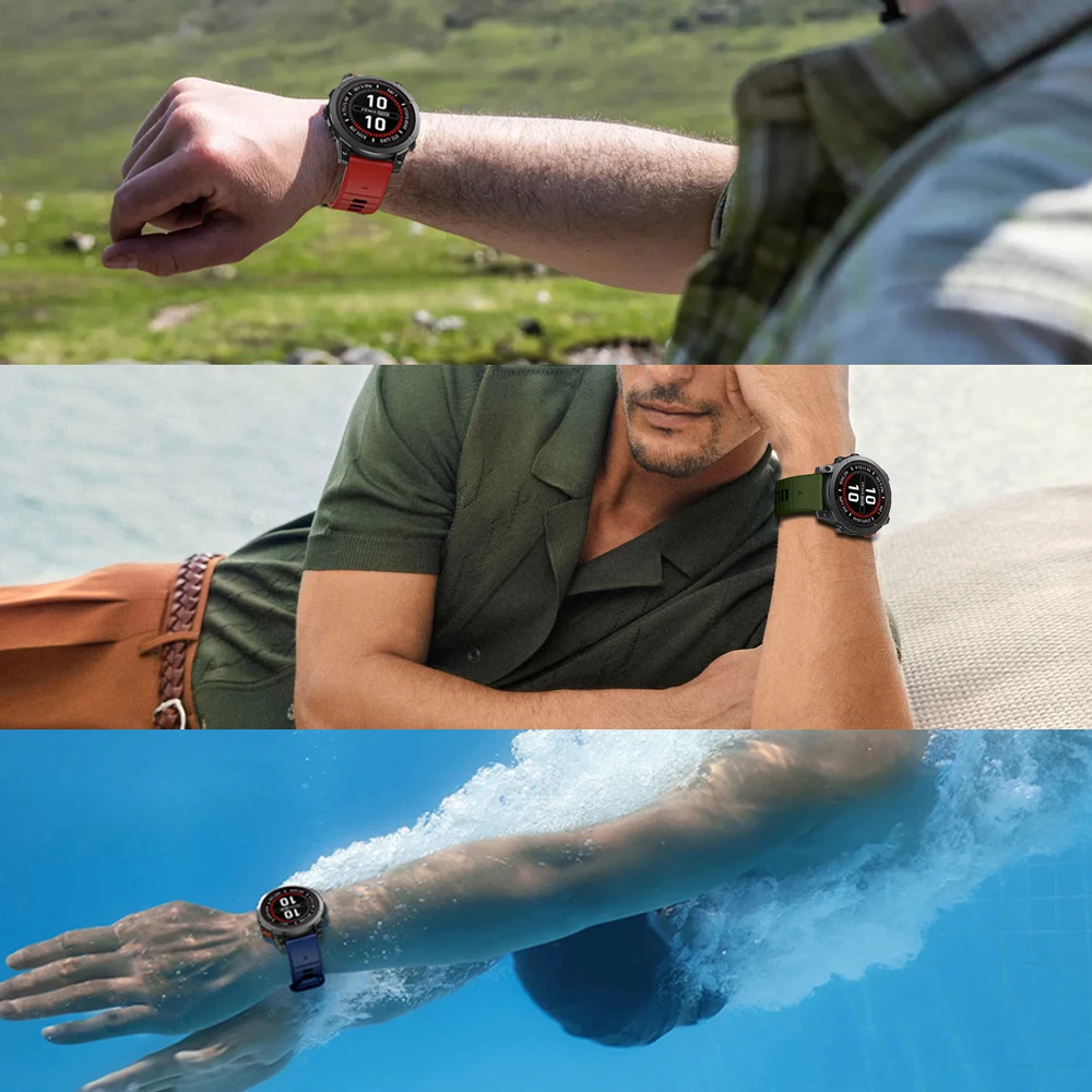 Correa QuickFit de 22mm y 26mm para reloj Garmin Instinct 3 2X, correa de silicona Fenix 8 E 7X 7 6X 6/Tactix 7 AMOLED/Enduro 3, correa de pulsera - imagen 3