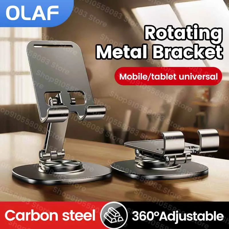 Soporte giratorio de 360 grados para teléfono iPhone iPad, soporte plegable ajustable de aluminio y Metal para tableta, soporte para teléfono de escritorio - imagen 2