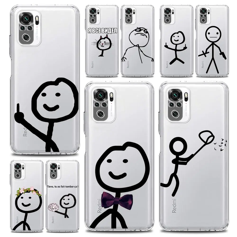 Funda de teléfono transparente con dibujos animados de Matchman para Xiaomi Redmi Note 12, 10C, 10, 11, 9, 8 Pro Plus, 9S, 7, 8T, 9T, 9A, 8A, 9C, K50, K40