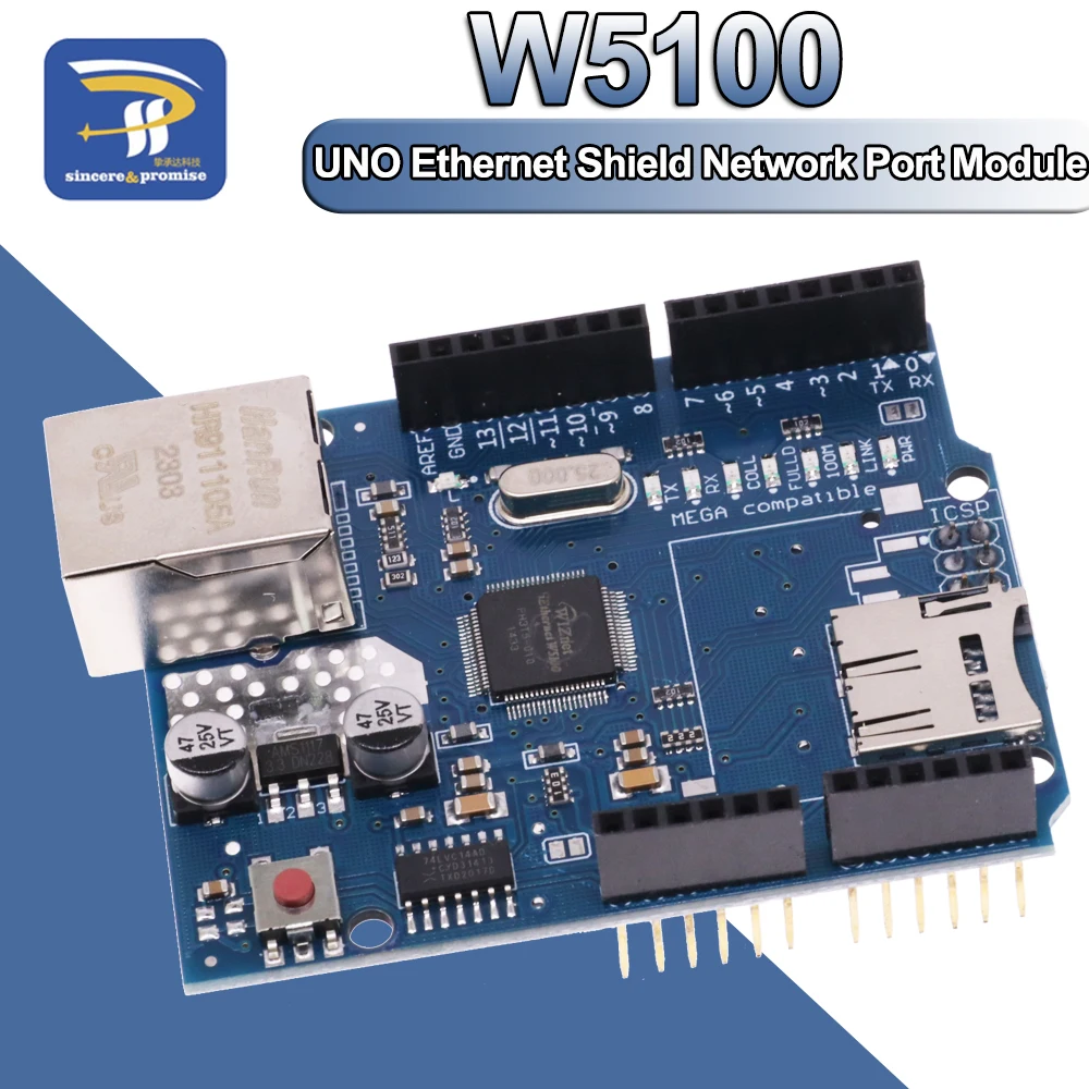 UNO-escudo Ethernet Wiznet W5100 R3 Mega2560 1280 328, placa de desarrollo de extensión para tarjeta Micro SD Arduino, módulo de puerto de red