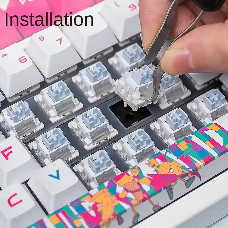 LEOBOG BARbIE interruptor POM HiFi 5 pines 33 gf interruptores lineales MX guía de luz RGB interruptor de teclado mecánico lubricación de fábrica - imagen 2