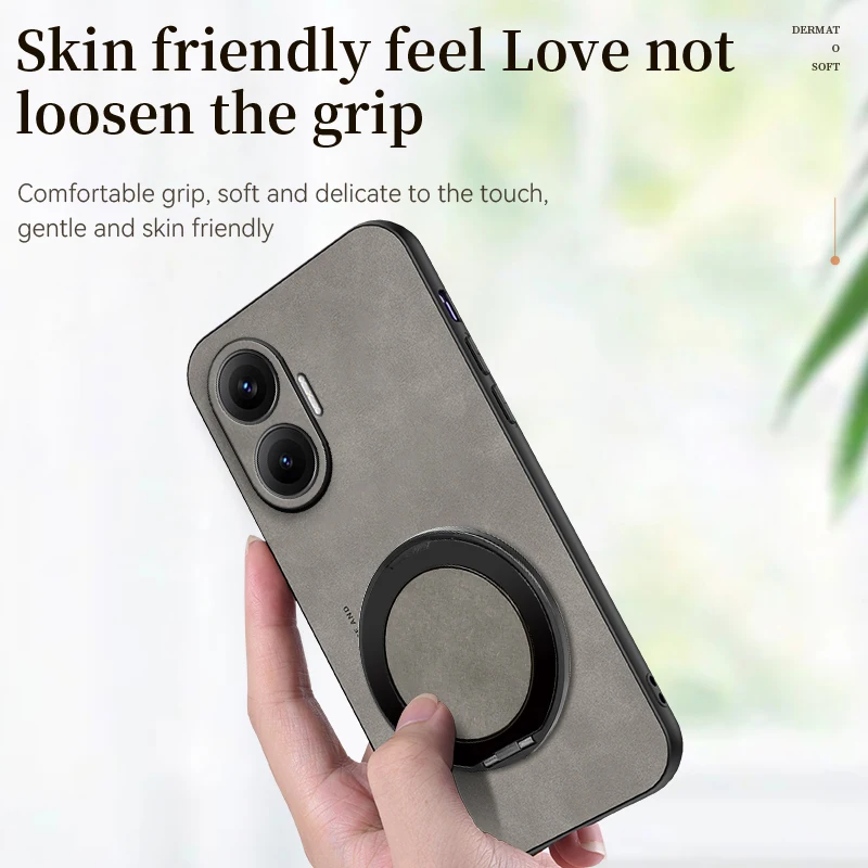 360 °   Funda con soporte giratorio de grado para Xiaomi Poco X7 X6 X5 X3 NFC F7 M7 Pro 4G 5G, funda trasera de piel de oveja - imagen 4