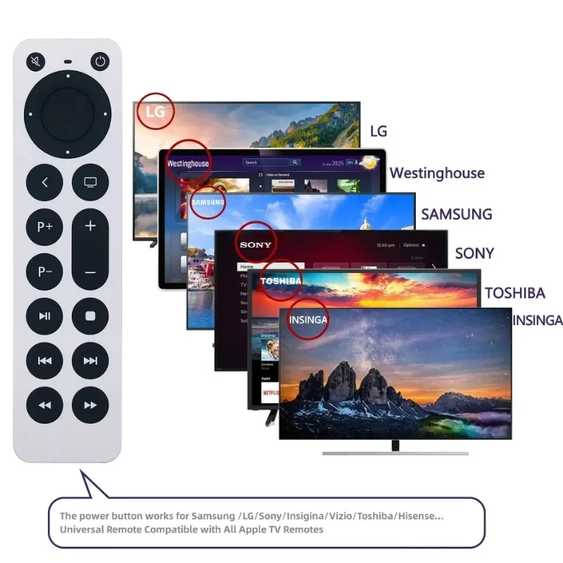 Mando a distancia de TV de repuesto para Apple TV 4K/Gen 1 2 3 4/HD A2843 A2737 A2169 A1842 A1625 A1427 A1469 A1378 A1218 (sin voz) - imagen 4