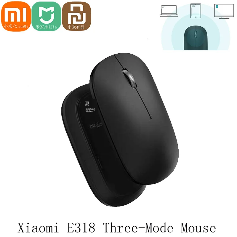 Mijia-ratón inalámbrico Intel de tres modos, dispositivo BT versión silenciosa, E318, BT3.0, 5,0, conexión de 2,4 GHZ, rueda de desplazamiento de Metal galvanizado, 15M, USB