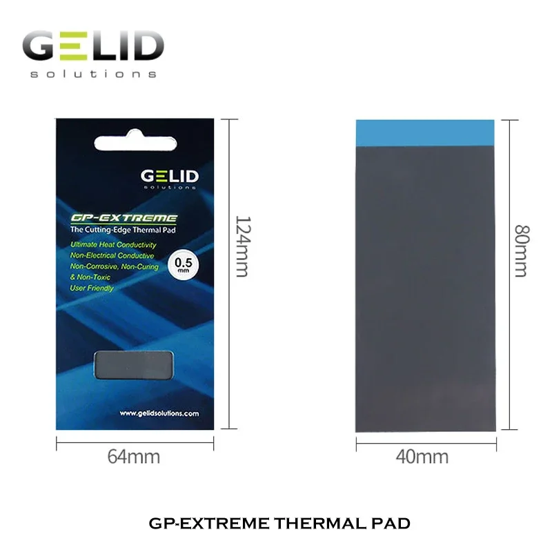 Gelid GP-Extreme 12W/mk almohadilla térmica para tarjeta gráfica GPU Northe & South Bridge junta de estera de silicona de refrigeración 80*40mm 0,5-3mm