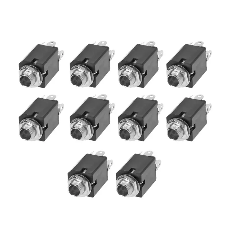 Enchufe de Audio de 10 piezas y 6,35mm, Conector de 3 pines con tuerca de tornillo, PJ-612