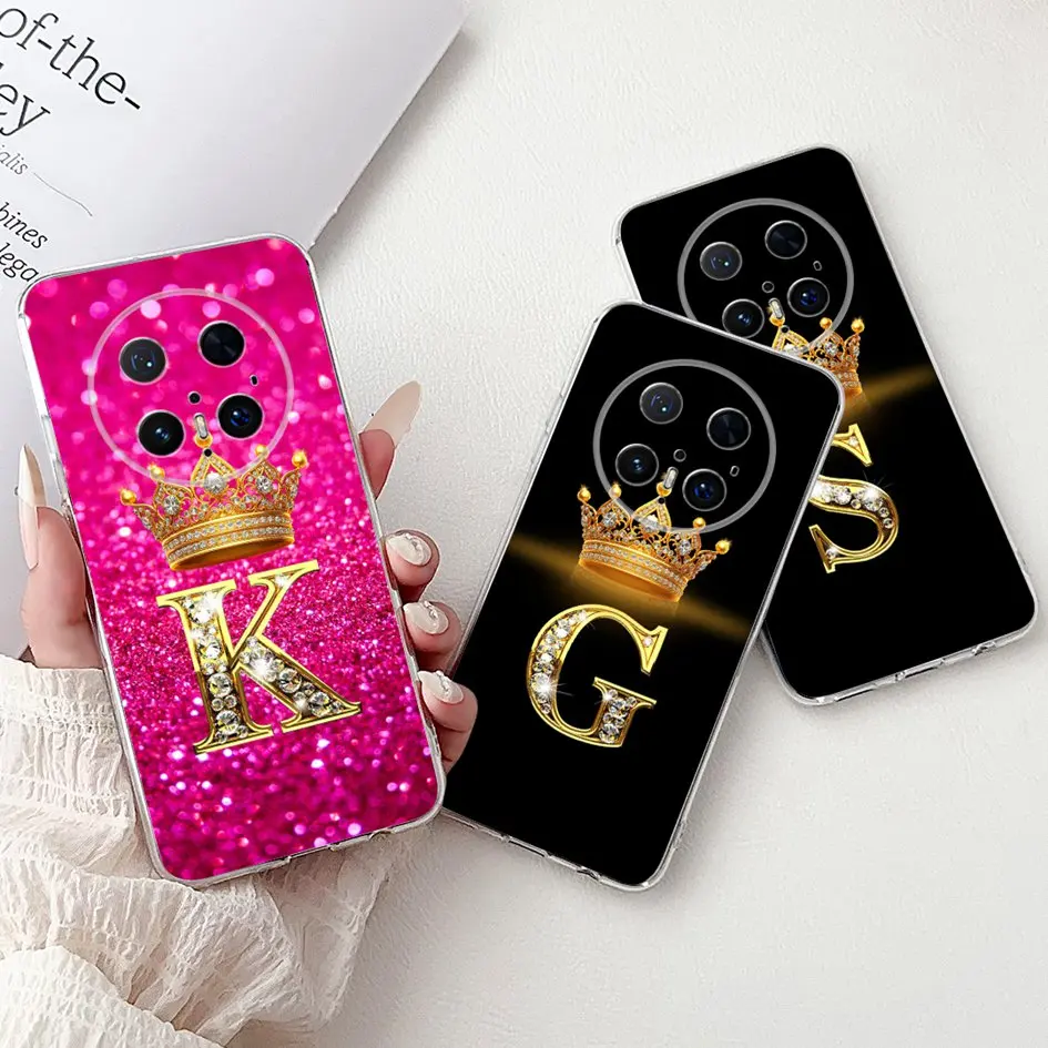 Para Huawei Mate 70 funda Mate 70 Pro funda bonita corona letras suave silicona transparente funda de teléfono para Mate 70 Pro Plus PLA-AL10 parachoques - imagen 2