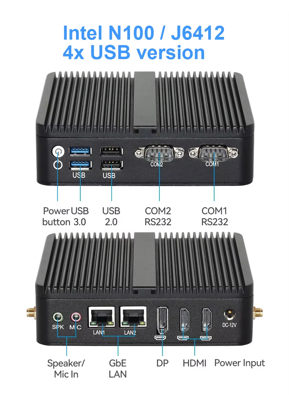 Mini PC Industrial Intel Celeron J6412 Doble LAN Triple Pantalla COM - imagen 5