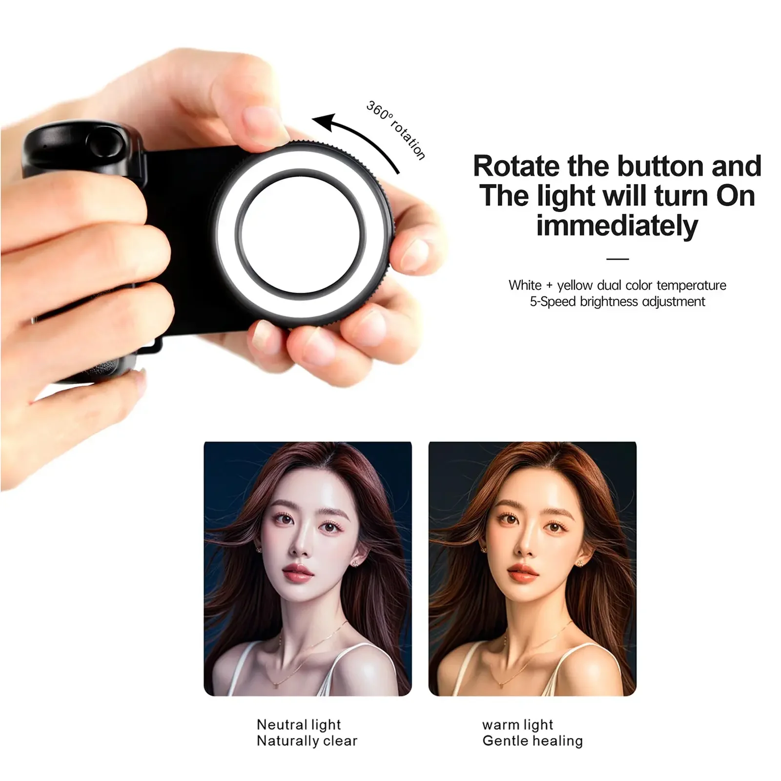 Agarre magnético con obturador Bluetooth, con luz de relleno y espejo, capgrip de refuerzo para Selfie de mano para iPhone, HUAWEI, Xiaomi - imagen 3