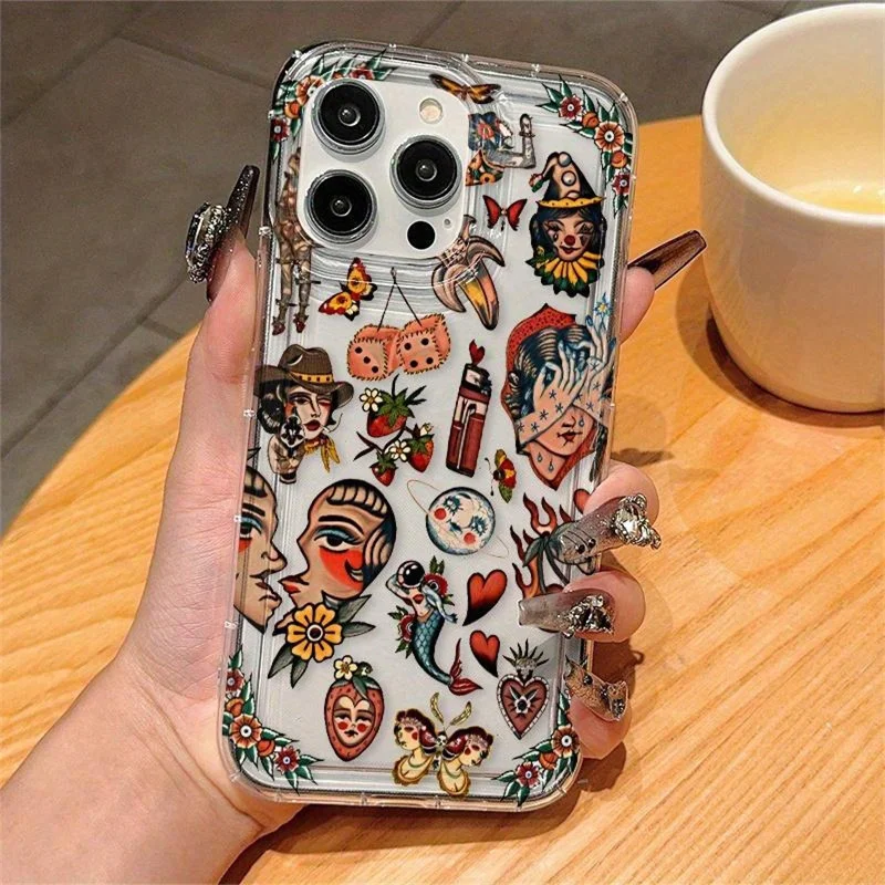 Funda de teléfono transparente con diseño de Collage Vintage para iPhone 16, funda para iPhone 15 11 12 13 14 Pro Max X XR XS Max 7 8 Plus SE2 - imagen 4