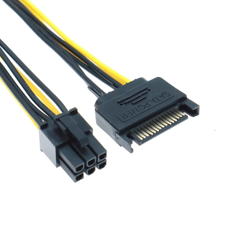 Cable de alimentación SATA, adaptador de cable de alimentación de tarjeta de vídeo gráfica SATA de 15 pines a 6 pines PCI Express (PCIe) (20 cm) - imagen 4