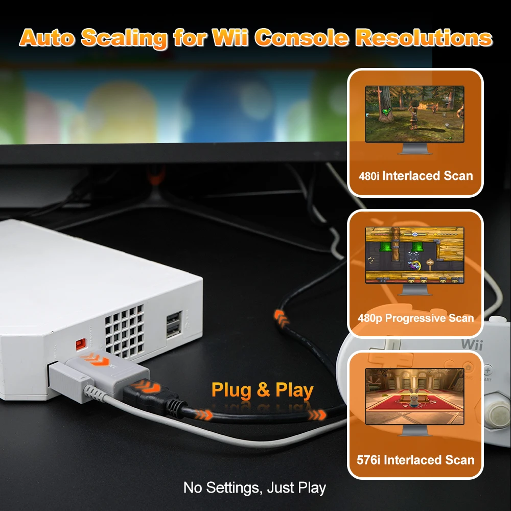 Bitfunx Mini Adaptador de Audio y Vídeo Convertidor YPBPR a HDMI para Consola de Juegos PAL NTSC Wii Plug and Play - imagen 5
