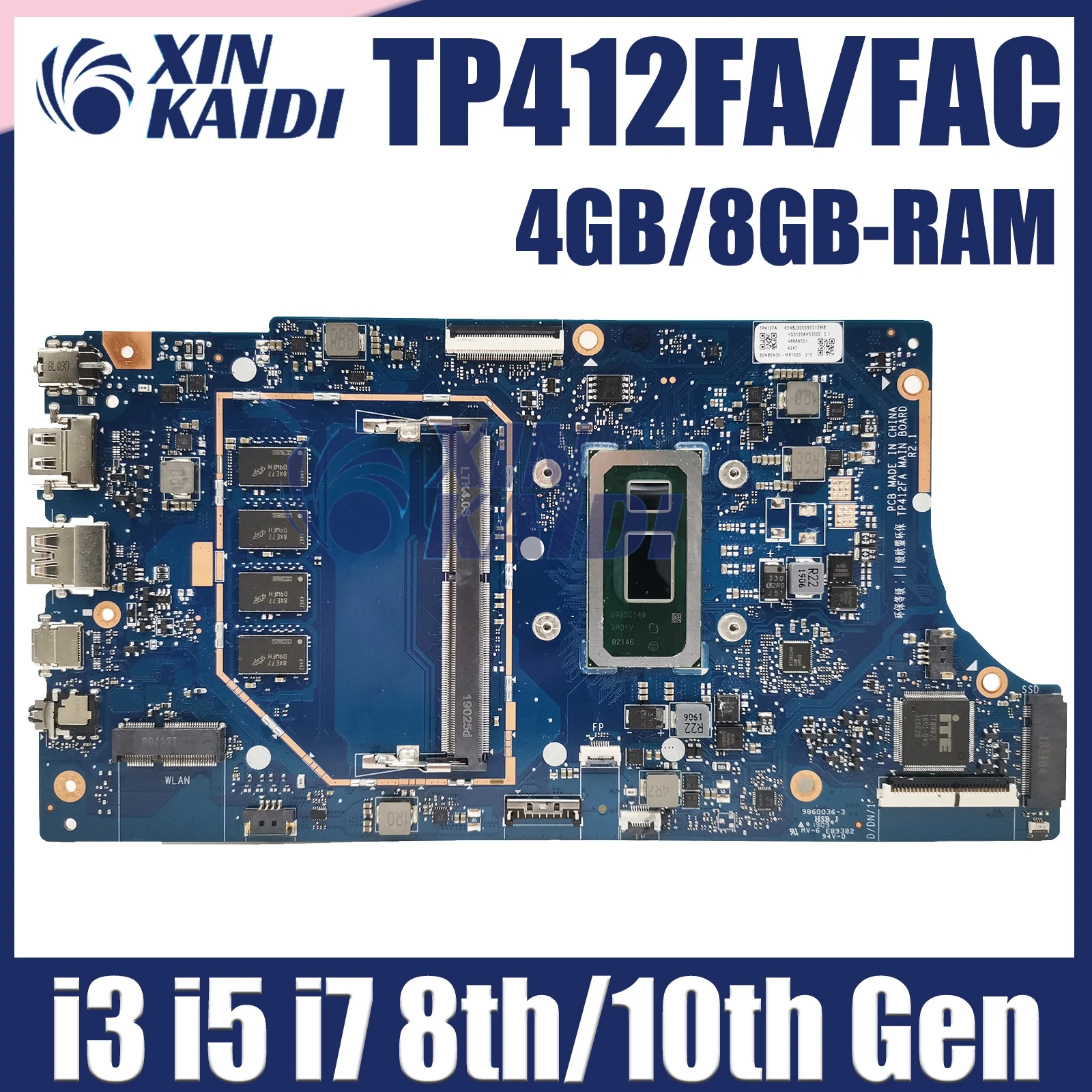 Placa base TP412FAC para ASUS VivoBook Flip 14 SF4100F TP412 TP412F TP412FA con I3 I5 I7 4G/8G RAM 100% funcionando bien