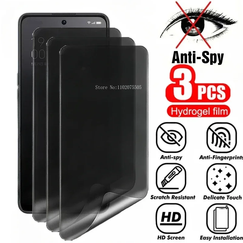 Película de hidrogel de privacidad para Samsung Galaxy, Protector de pantalla para A05, A15, A25, A35, A55, A04, A14, A24, A34, A54, F04, F14, F34, F54, A52, 3 unidades