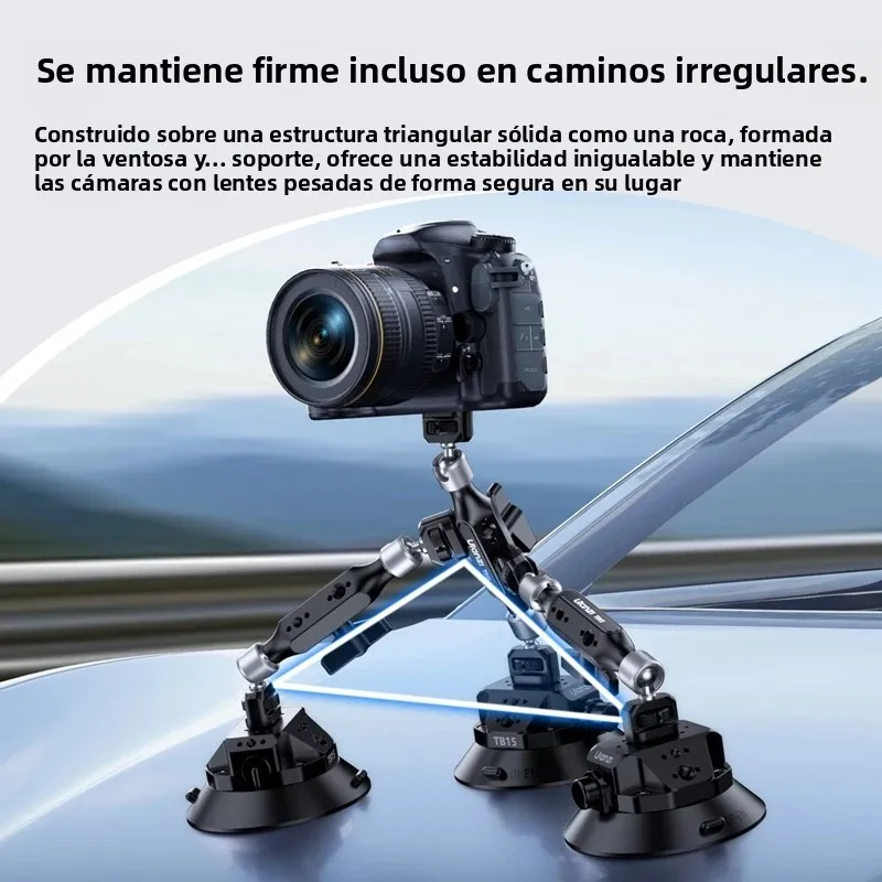 Ulanzi TB15 soporte para coche cámara con ventosa para Gopro Insta 360 DJI Cámara de Acción teléfono DSLR con accesorios para cámara 1/4 3/8 - imagen 4