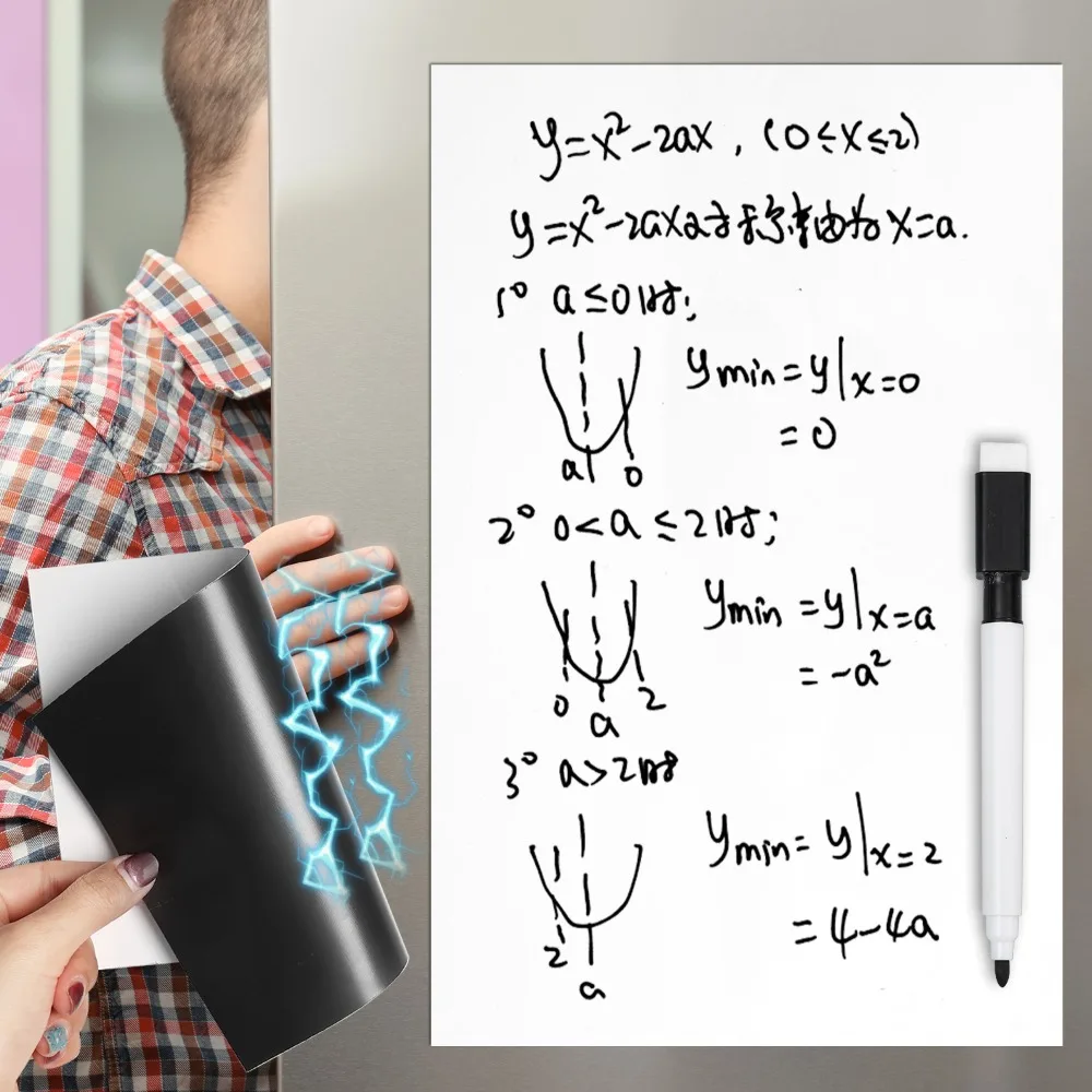 Pizarra blanca magnética de tamaño A5, pizarras blancas de borrado en seco, almohadilla Flexible suave para el hogar, oficina, cocina, pegatinas para nevera, tablero de mensajes para notas - imagen 2