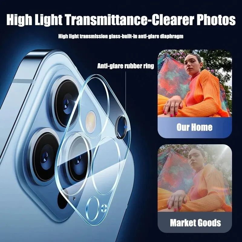 Protectores de cristal para cámara trasera HD, 4 Uds., para iPhone 13, 11, 12, 14 Pro Max, cristal protector de lente en iPhone 14, 13, 15 PRO MAX, película para cámara - imagen 3