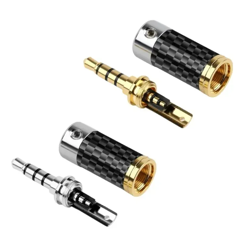 Conector de Cable de auriculares DIY, conector Jack de 3,5mm, enchufe de Audio macho de 4 polos con micrófono, Terminal de altavoz 3,5 chapado en oro rodio - imagen 3